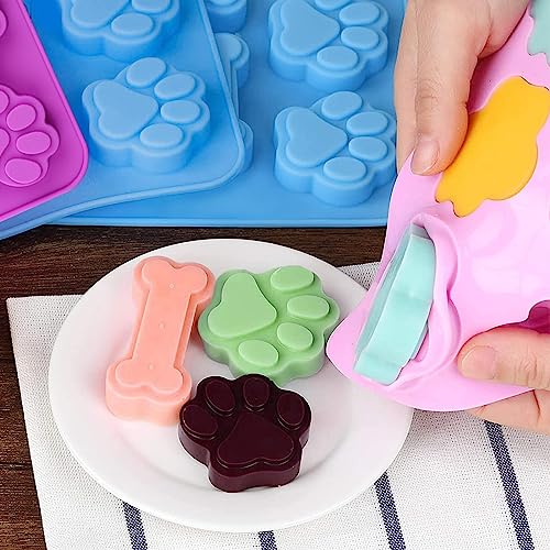 Paw Print Mold Dog Treat Mold Bone Silicone Molds 3 Pcs Dog Treat Molds for Baking Dogs Paw Puppy Treat Ice Cube Trays Cookies Chocolate Candies - color: A
