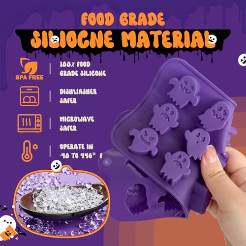 Pumpkin & Ghost Candy Silicone Molds for Halloween Small Chocolate, Wax Melts, Cake Decoration 15 Cavity Food Grade Bpa Free for Kids, Oven Safe DIY Homemade Mould Treat or Trick -2 PCS