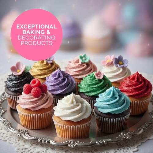 Cake Craft Edible Glitter Dust 4-Pack | 100% Edible Food-Safe Glitter for Cakes, Cupcakes, Cocktails & Desserts | Gold, Silver, Rose Gold, White - color: Gold, Silver, Rose Gold, White, size: Pack of 4