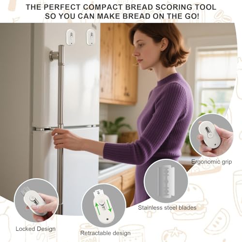 Herda Bread Lame Dough Scoring Tool, Retractable Magnetic Design - color: White