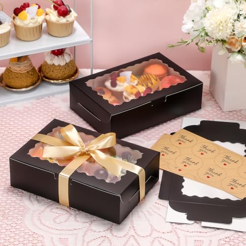 36 Pack Cookie Boxes with Window, 9x6x2.5 Inch Black Bakery Boxes - color: black, size: 9x6x2.5 in