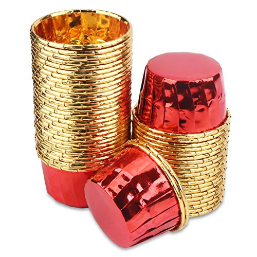 Cupcake Liner, Eusoar 50pcs 3.5 Ounce Disposable Pudding Holders, Muffin Liners, Aluminum Foil Baking Cups, Muffin Baking Cups, Foil Ramekins, Muffin Pan, Cupcake Wrappers, Cupcake Ramekin Holder Cups - color: Red, size: 50pcs