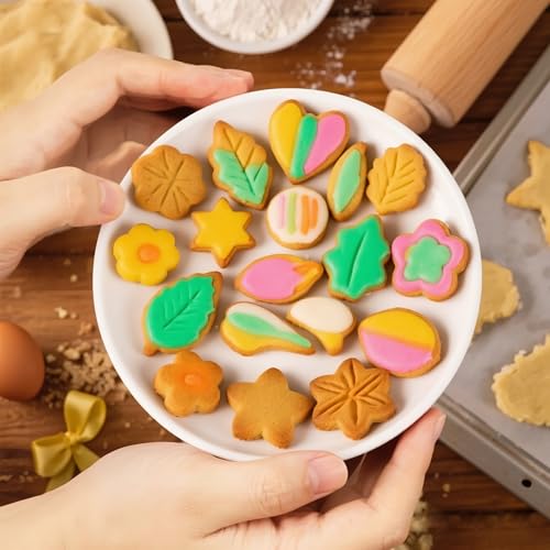 12-Piece Mini Flower & Leaf Cookie Cutters for Fondant & Cake Decorating