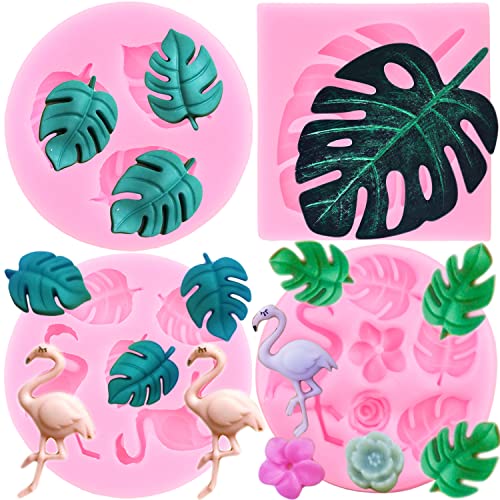 ZiXiang Tropical Leaf Silicone Molds Flamingo Fondant Mold Set Of 4 - color: Style D