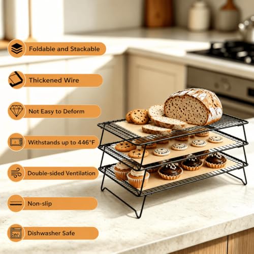 Lanxiu Cooling Racks for Cooking and Baking, 3 Tier Baking Racks Cooling