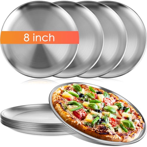 8 Pieces Silver Pizza Pans 8 Inch Bakeware - color: Silver, size: 8 Inch
