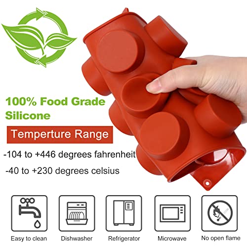 FUGZAUD 2PACK Silicone Cylinder Molds,15-Cavity Round Candy Chocolate Mold, Handmade Soap Silicone Mould, for Mini Muffin, cake,Jelly, Dessert, Ice Cube