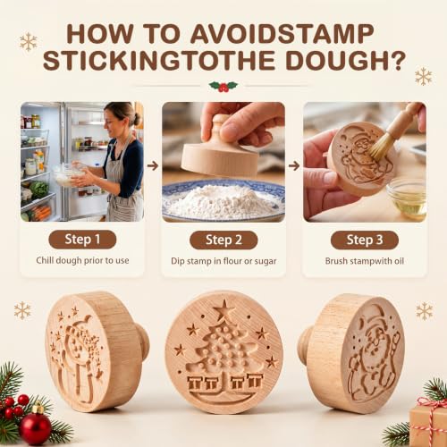 3 Set Classic Christmas Cookie Stamps, 2.5" Springerle Molds - style: Classic Christmas