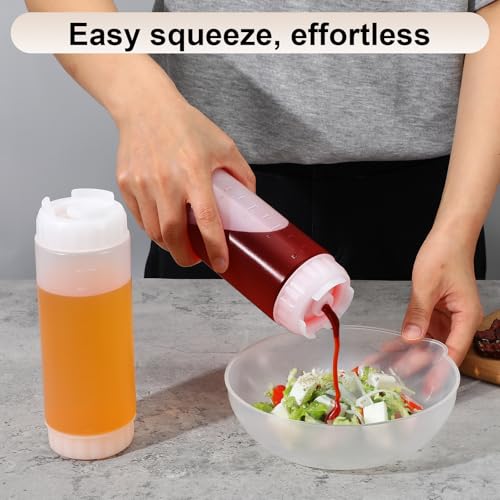 4 Pcs 20 oz Refillable Squeeze Bottles, Condiment Squeeze Bottle Plastic