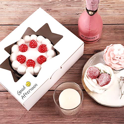 Moretoes 24pcs Bakery Boxes with 3 Styles Window, 8x6x2.5in Treat Boxes - size: 8x6x2.5inch