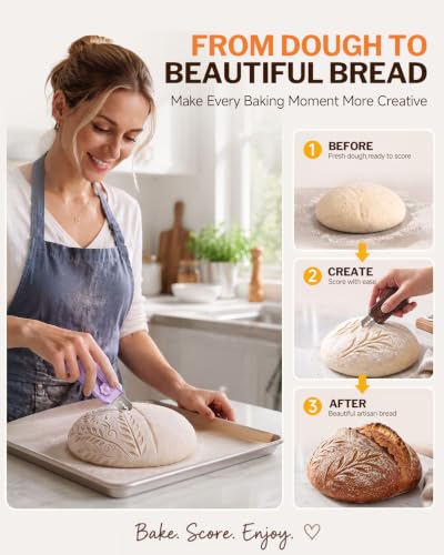 Bread Lame Sourdough Scoring Tool with Extractable & Magnetic Design - color: Purple