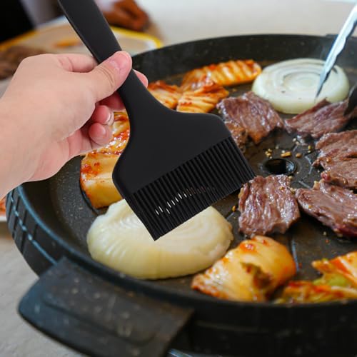 ibasenice Multi-use Pastry Brush for Baking And Bbq Grilling, Heat-resistant Silicone Basting Brushes for Cooking Oil, Butter And Marinades, Food-safe Kitchen Tool with Hanging Hole,black - color: Black
