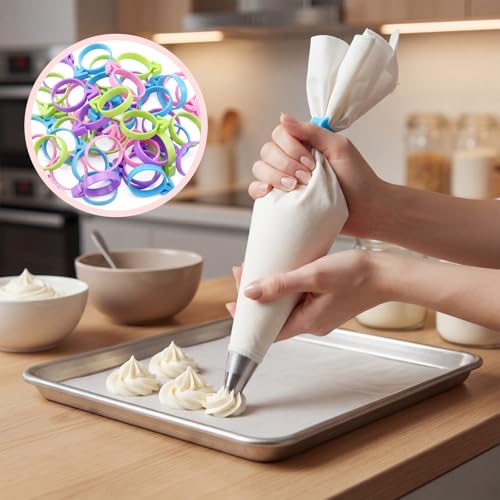 4 Color Reusable Silicone Pastry Bag Ties, 40 PCS Piping Bag Ties