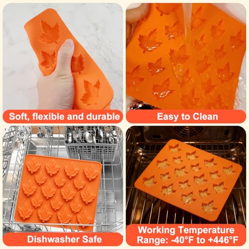 Maple Leaf Silicone Molds,2 Pack Fall Silicone Maple Mold 36 Cavity - color: Orange Maple Leaf