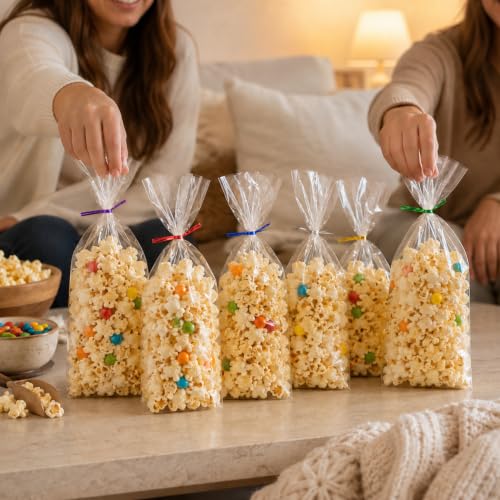 6x9 Cellophane Treat Bags with Ties 200 Clear Goodie Cookie Bags - size: 6'' x 9''
