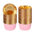 uxcell Mini Metallic Foil Cupcake Liners for Baking Cupcake, 50Pcs Cupcake Muffins Liners Cupcake Holders Paper Greaseproof Wrappers for Wedding, Showers, Gift, Pink/Gold - color: Pink/Gold