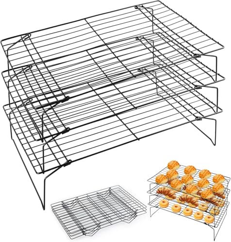 Detachable Collapsible Cooling Racks, Wire Cooling Rack Stackable Drying Rack for Bread Cookie Baking Candy Fruits (3-tier) - size: 3 TIER