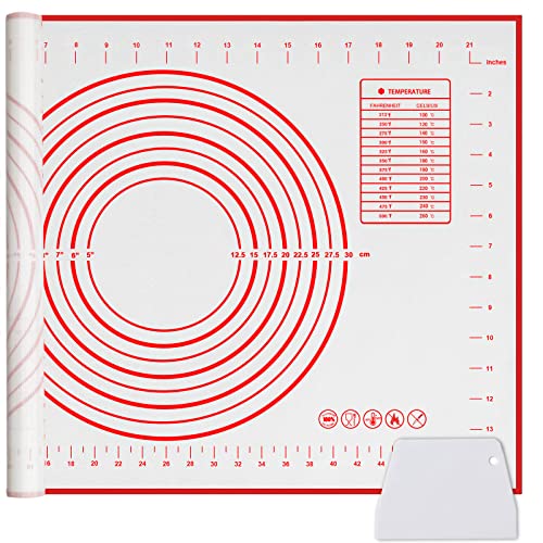 Silicone Baking Mat, Qidoe (20"x 28") Extra Thick Non Stick Baking Mat with Measurement Fondant Mat/Dough Rolling Mat/Counter Mat/Pizza Mat/Oven Liner/Pie Crust Mat Large Non Slip Cooking Pastry Mat - size: 20"L x 28"W