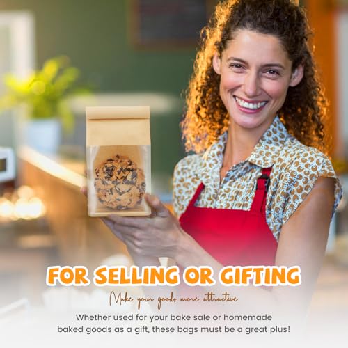 50 Pcs Cookie Packaging Bags with Seal, Small Bakery Bags with Window - size: Small