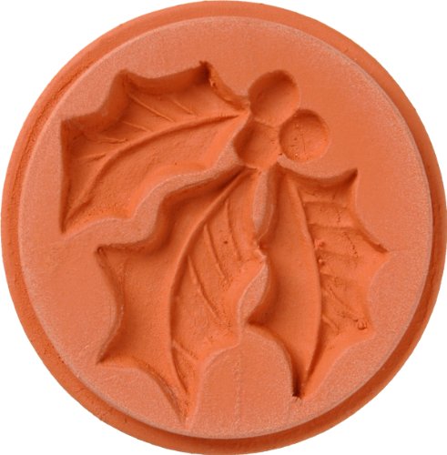 JBK Pottery Terra Cotta Cookie Stamps for Baking, Oven & Dishwasher Safe - Cookie Cutter, Molder, Stamper Press, Ideal for Cookies, Polvoron, Pastry, Shortbread, Butter Maker - Holly - Themed Designs - size: Holly