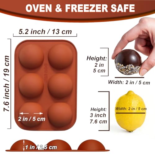 Lerykin 6 Holes Medium Semi Sphere Silicone Molds, 2 Packs Half Sphere Silicone Baking Molds for Making Chocolate, Cake, Jelly, Dome Mousse - color: 6-Cavity Medium (2 Pack)