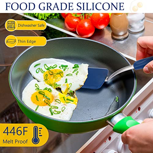 2Pcs Mini Silicone Cookie Brownie Spatula, Solid Flat, Gray, Blue - color: Gray, Blue, style: Solid Flat