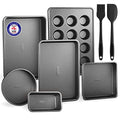 Bakeware Set – 8 Piece – Non-Stick Professional Home Bakeware – Multi Sized Baking Pan Set - Muffin Pan, Loaf Pan and More – Black - color: Black, size: 8 Piece Set