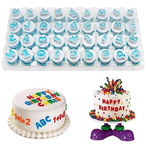 26PCS/Set Cookie Stamp Impress Cookie Cutters Alphabet Letter Cake Biscuit Mold Letter Shape DIY Cookie Biscuit Alphabet Cake Tool Embosser Cutter (Lower Case Shape with Number) - size: Style 1