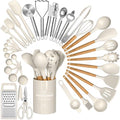 Umite Chef Food Grade Thickened Silicone (Stainless Steel Core) Kitchen Gadgets Tools Set - Kitchen Cooking Utensils Set, Heat Resistant Kitchen Spatula Tools Set - color: Khaki