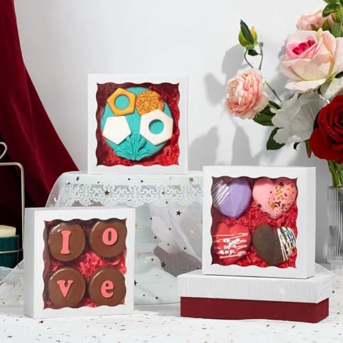 NEKSUNBAK 50PCS 5x5x1.2 inch White Cookie Gift Boxes