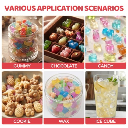 Gummy Candy Molds with 2pcs Droppers, Large Silicone Candy Molds 3 Pack - color: B-Fruit+Bear+Dinosaur:3 Pcs, size: Large Gummy Molds