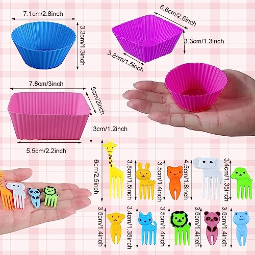 60 Pcs Silicone Lunch Box Dividers bento box accessories Silicone Cupcake Liners,Bento Lunch Box Dividers with Food Picks for Lunch Containers