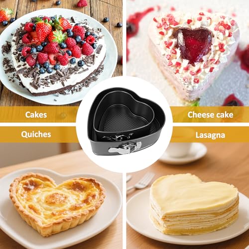 2 Pcs Heart Shaped Springform Pan 7/9 Inch