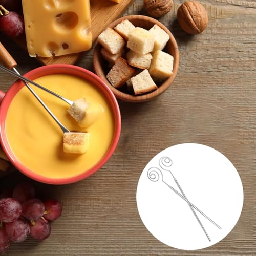 Stainless Steel Spiral Swirl Candy Fork 21cm/8.23in Hot Pot Fork DIY Chocolate Dipping Tool Silver 2PCS