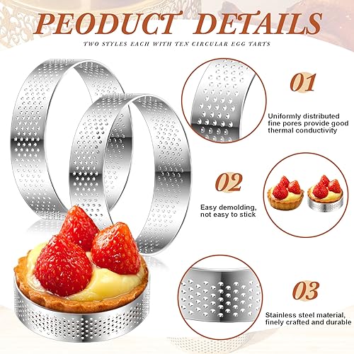 Mumufy 2.4" Perforated Tart Ring Stainless Steel Mousse Cake Ring - size: 2.4"