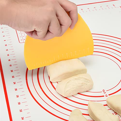 Dough Scraper Bench Scraper for Baking,3 Pieces Food Safe Plastic Dough/Cake/Bread/Pizza Cutter for Kitchen tools - color: Green,Yellow