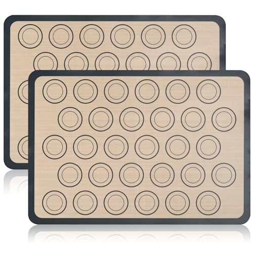 Luckyiren Macaron Silicone Baking Mats, 2 Pack Half Sheet Set, Gray/Beige - color: Gray with Circles 0.4mm