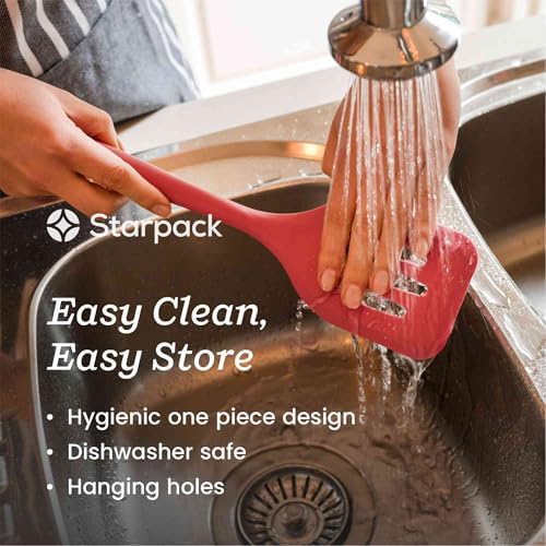 Starpack 'Head Turner' Premium Silicone Turner Spatula, 11.4" Slotted Spatula - Up-to 600°F High Heat Resistant Silicone Slotted Spatulas for Cooking, LFGB Grade Non Stick Rubber Turner Spatula - color: Earthy Pink, size: Standard 11.4"