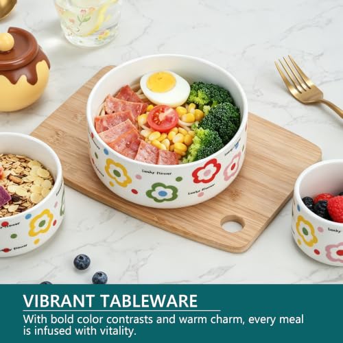 Ceramic Bowls with Lids, 24/15/8 Oz Ceramic Nesting Bowls Set