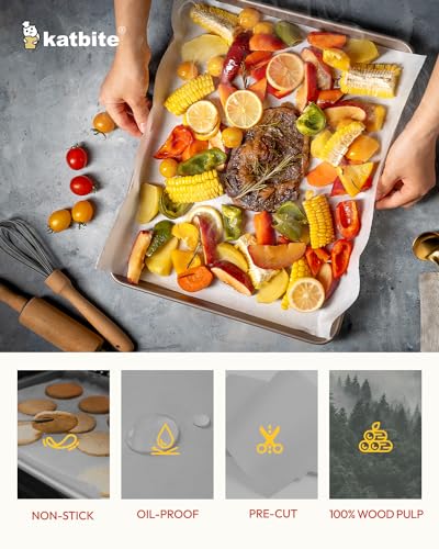 Katbite 75 Pcs White Parchment Paper Baking Sheets, 12x16 Inch, Heavy Duty - size: 12"x16"-75
