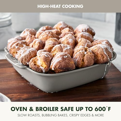 GreenPan Premiere Ovenware Healthy Ceramic Nonstick 8" Square Cake Baking Pan, PFAS-Free, Warp-Free Bakeware, Durable Quick Heating, Oven & Broiler Safe to 600F, Dishwasher Safe, Taupe - color: Taupe, size: 8" Square Cake Pan