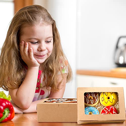 Moretoes 32pcs Cookie Boxes, 8x6x2.5in Bakery Boxes with 3 Styles Window - size: 8x6x2.5inch