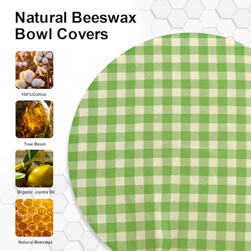 2Pcs 10inch Reusable Beeswax Elastic Bowl Covers for Bread Proofing - style: checkered