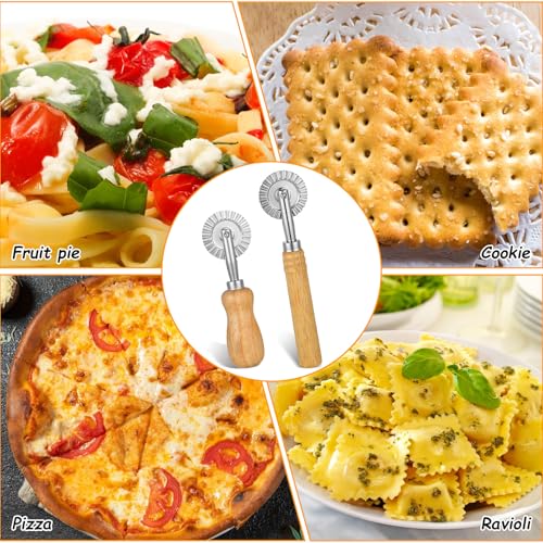 2 Pcs Pasta Cutter Wheel Sturdy Fluted Ravioli Cutter Wheel