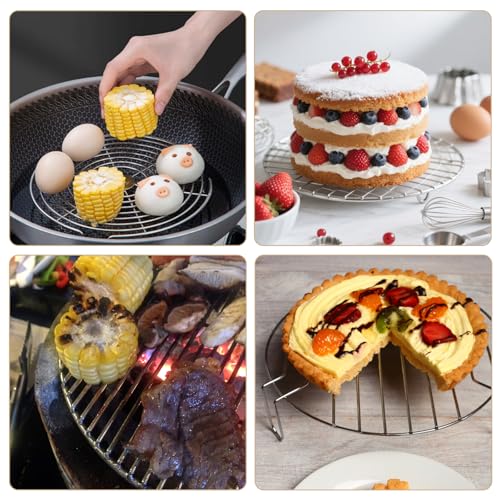 10.5" Round Cooking Rack, 2 Pcs, Stainless Steel - size: 10.5"