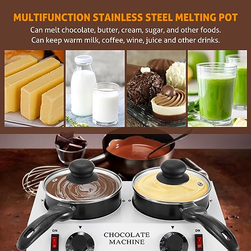 WICHEMI Chocolate Melting Pot Electric Chocolate Melter Warmer Dual-Pots - color: Double Pots