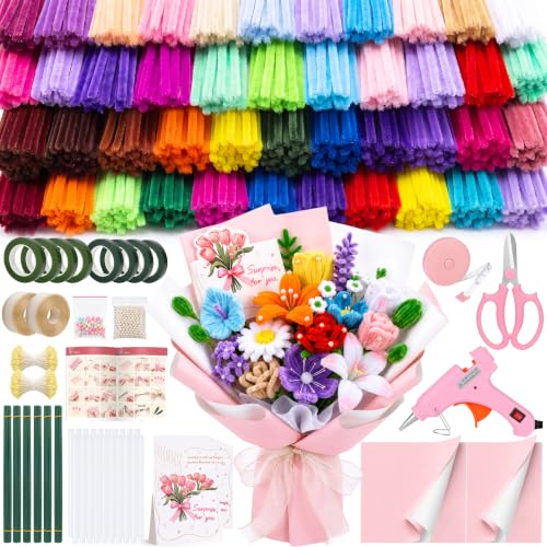 OcePor 2500Pcs Pipe Cleaner Flower Kit,44 Colors Pastel Pipe Cleaners Bulk - color: 44 Colors