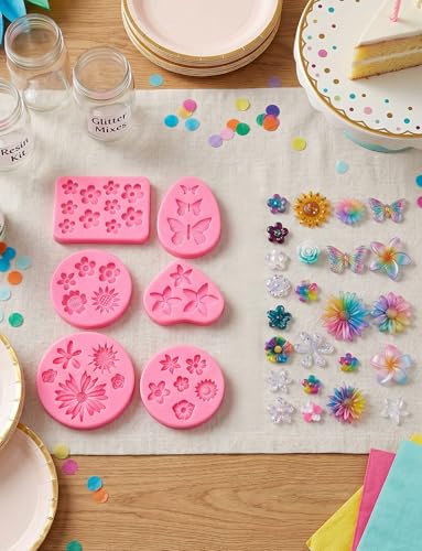 6 Pcs Flower Silicone Molds, Daisy Sunflower Fondant Chocolate Molds