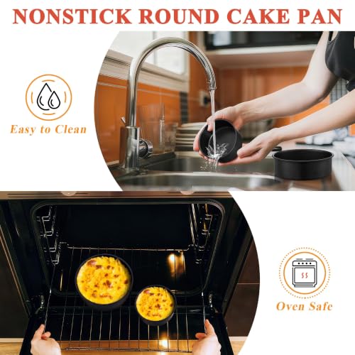 E-far Cake Pan Set of 3(5/7/9 Inch), Nonstick Stainless Steel Cake Pans - size: 5-7-9 Inches