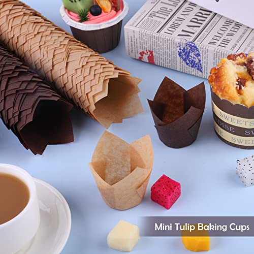 Aodaer 240 Pcs Mini Cupcake Liners Muffin Liners Baking Cups - color: Brown,Natural